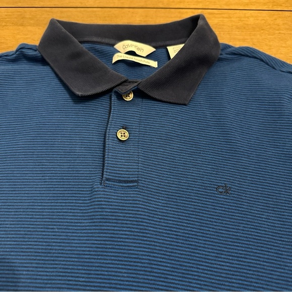 Calvin Klein Polo Shirt Mens Medium Liquid Touch Collared Polo Short Sleeve Blue - Picture 5 of 13
